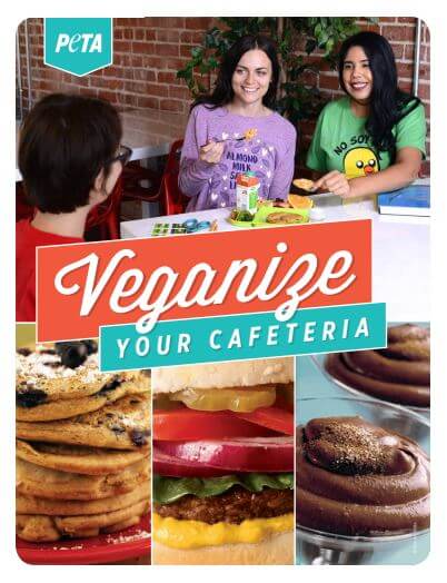 Image of the cover of PETA's PDF guide to veganizing your cafeteria.